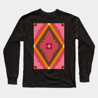 Abstract geometric diamond pattern red, orange and pink Long Sleeve T-Shirt